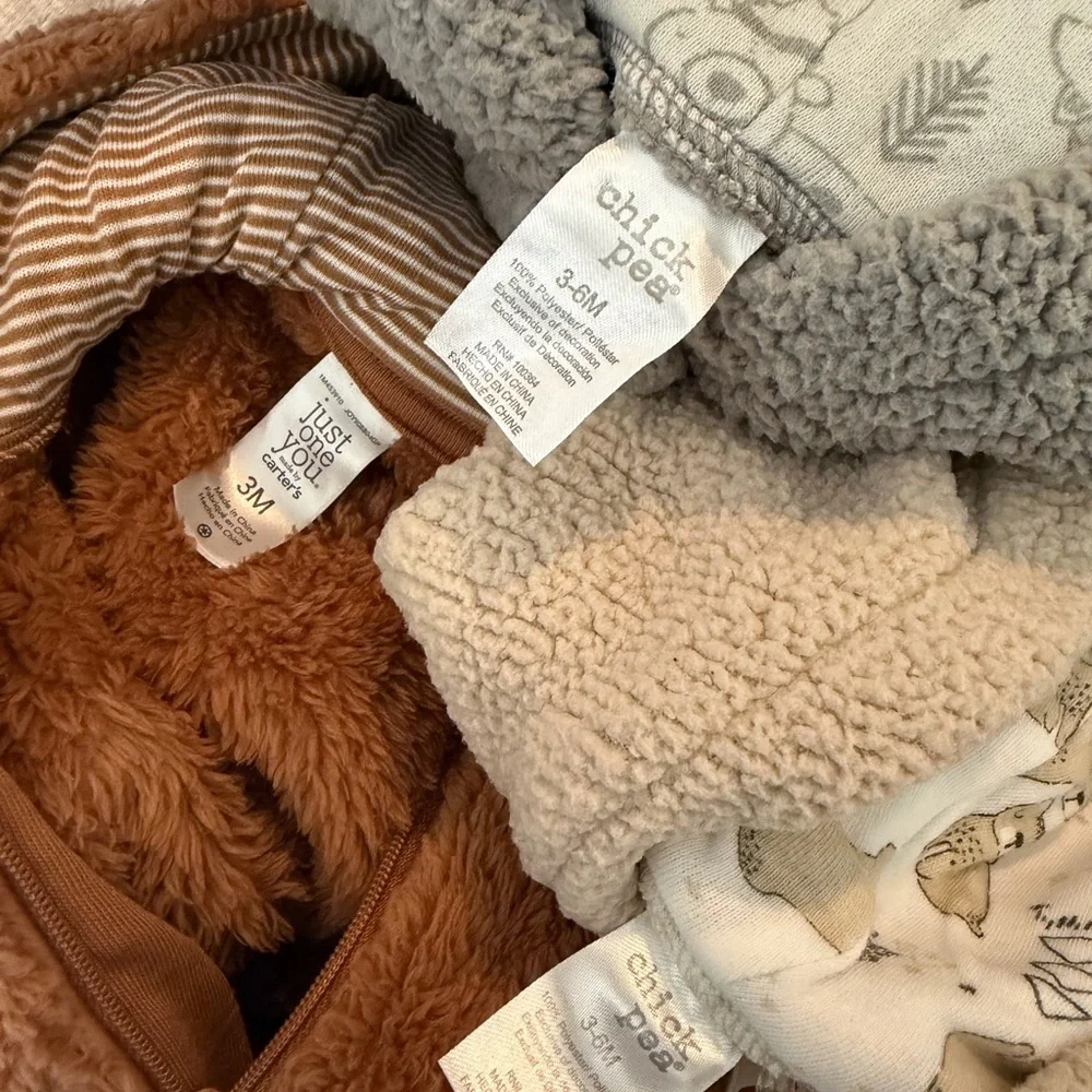 Carter's Fuzzy One Piece in Brown, Gray, and Cream